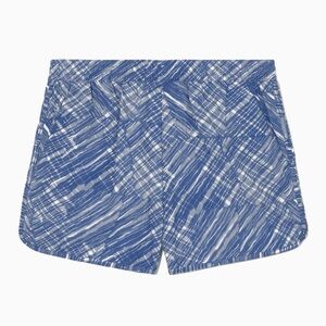 COS Packable Swim Shorts Sz S Blue Diffused Check Print NWOT Vacation Beach Pool